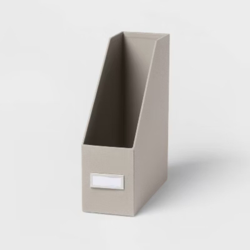 Canvas Magazine File Holder and Organizer Gray: Desk Organizer,Magazine Storage