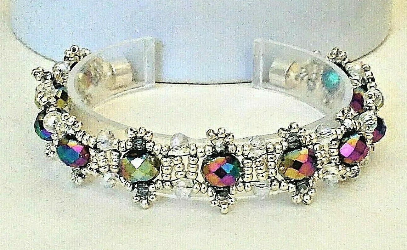 Handmade Silver Iridescent Magnetic Bracelet