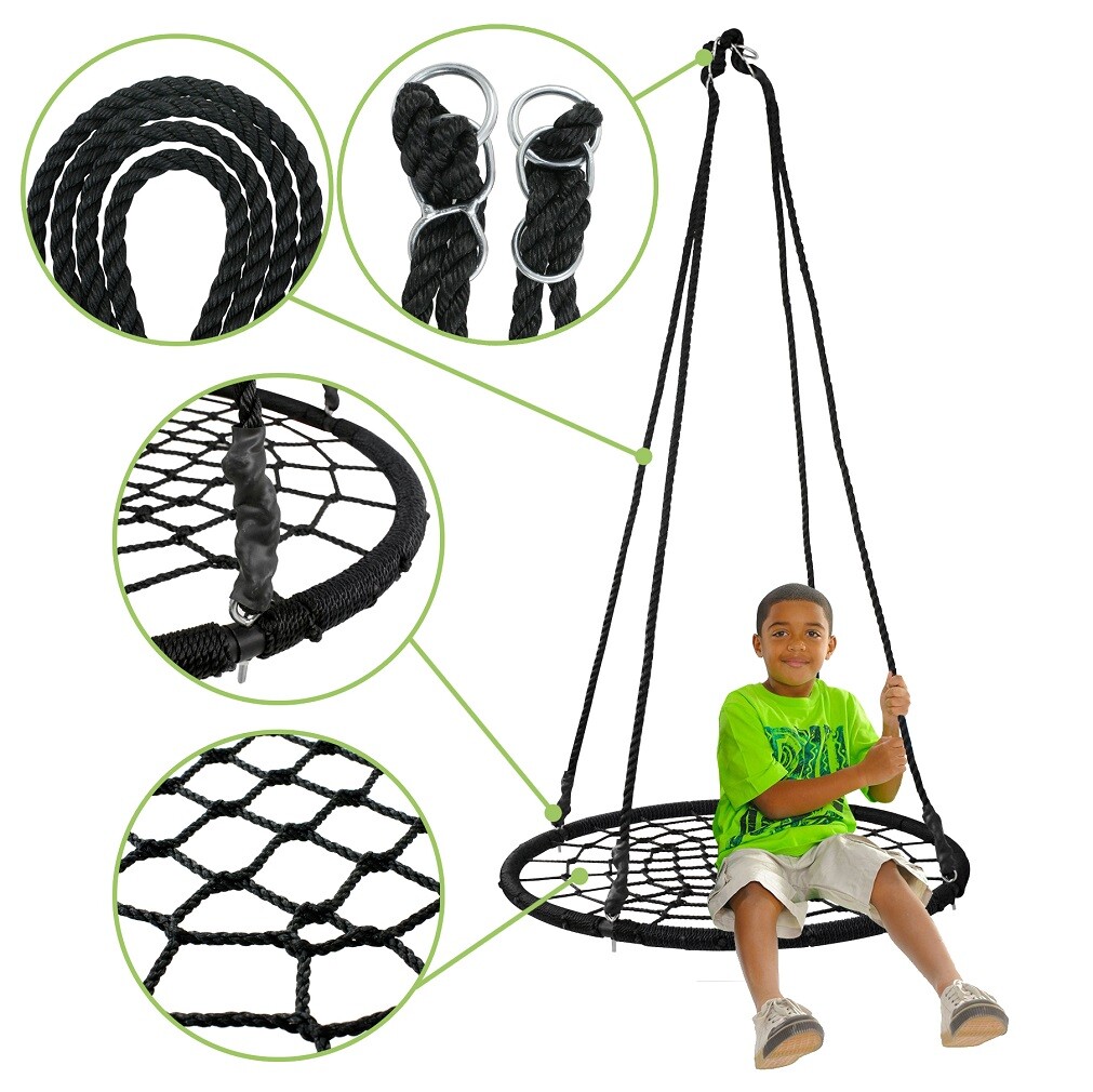 48'' Spider Web Tree Swing Net For Kids Max Weight Adjustable Height 600Lbs