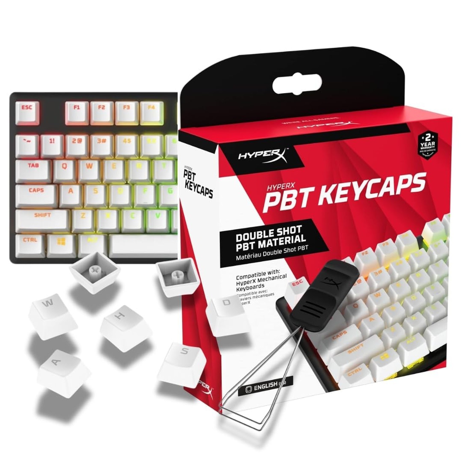 HyperX PBT Keycaps – Full Key Set, Double Shot PBT Material, English (US)