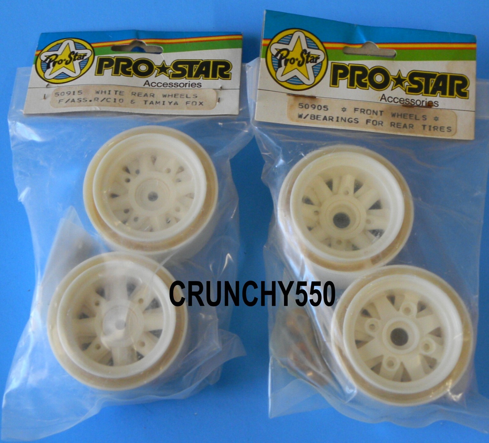 Pro Star White Front / Rear Wheels Team Associated RC10 Tamiya Rims RC