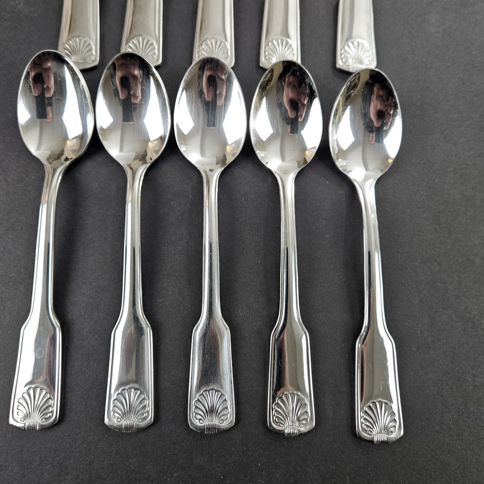 Cambridge Flatware Teaspoon Lot Shell Pattern Stainless 10 Teaspoons