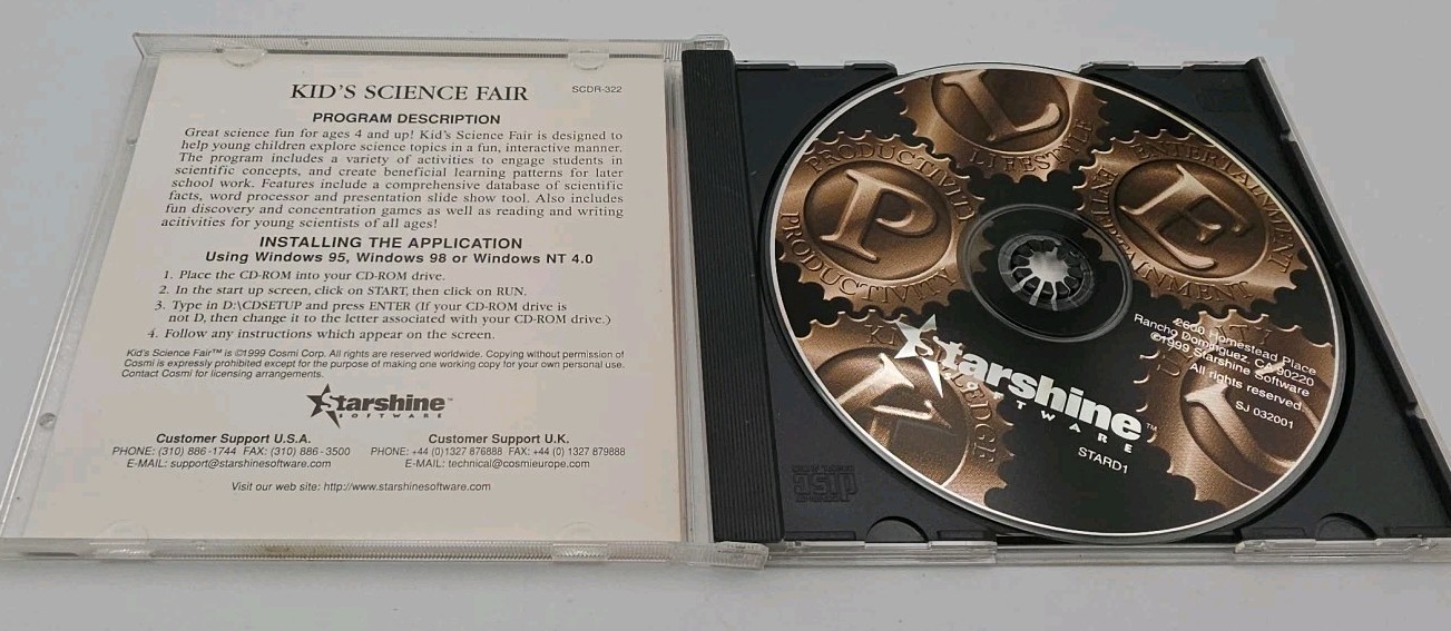 Kids Science Fair CD Rom Learning Activities Knowledge Starshine Windows 95