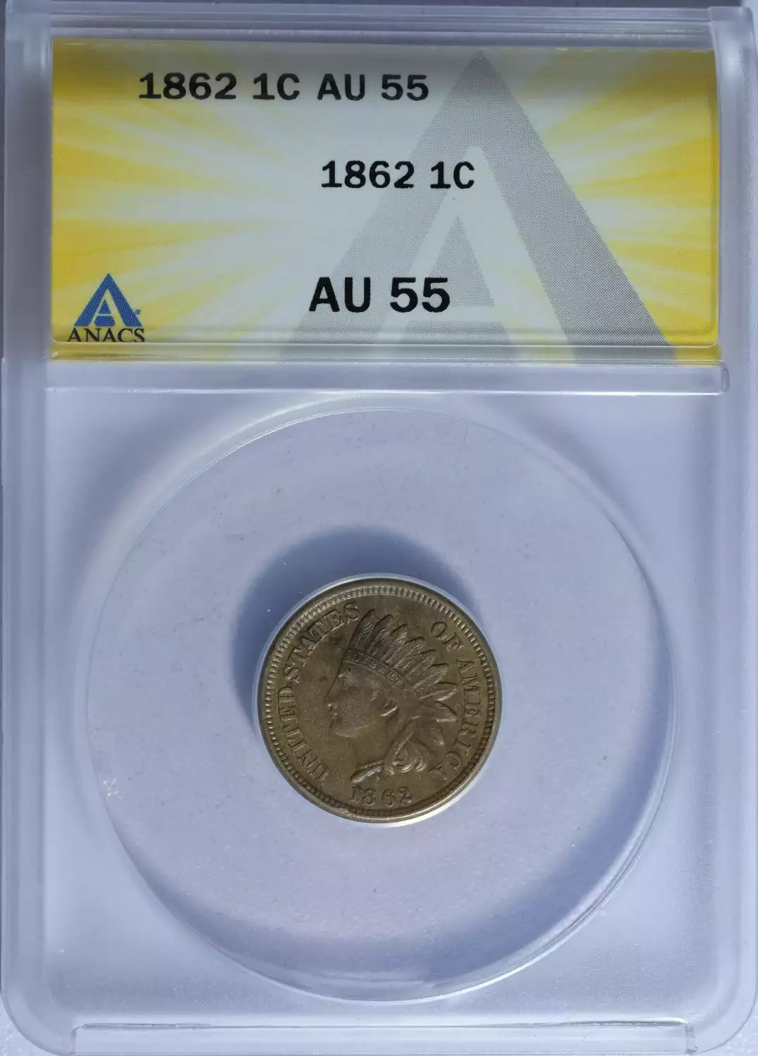 1862 P Small Cents Indian Head ANACS AU-55