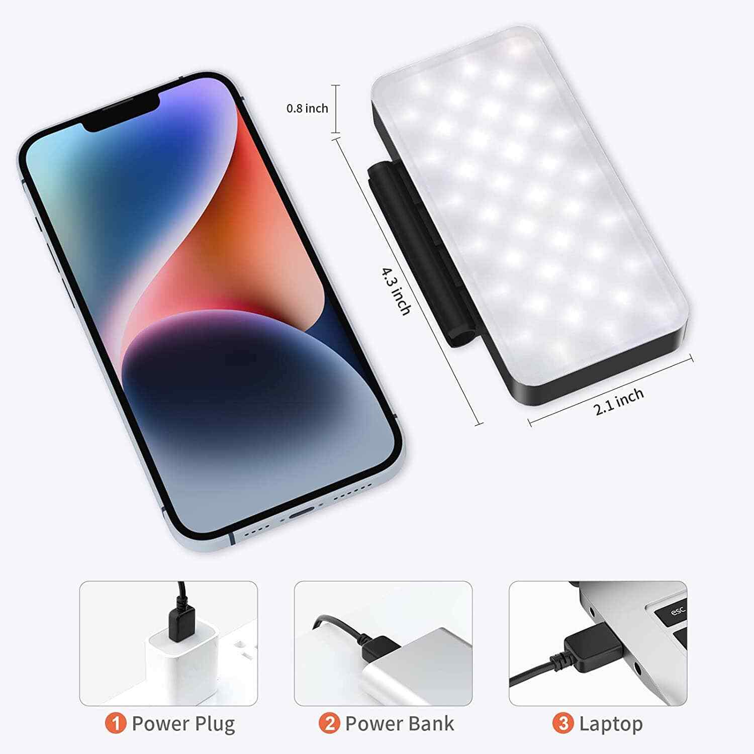 Selfie Light Phone Light with Clip - 78 LED, 3 Light Modes, Rechargeable