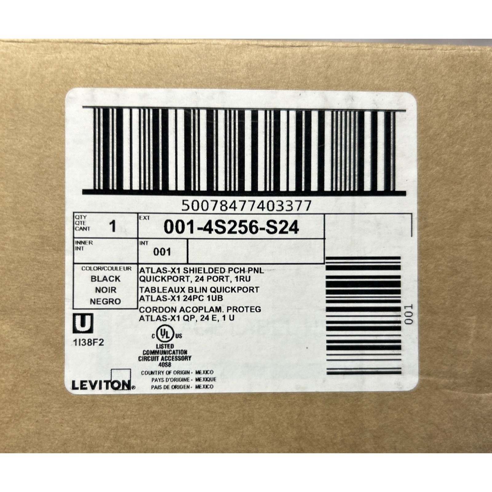 Leviton QuickPort Angled Patch Panel, 24-Port, 1RU, 4S256-S24, New In Box!