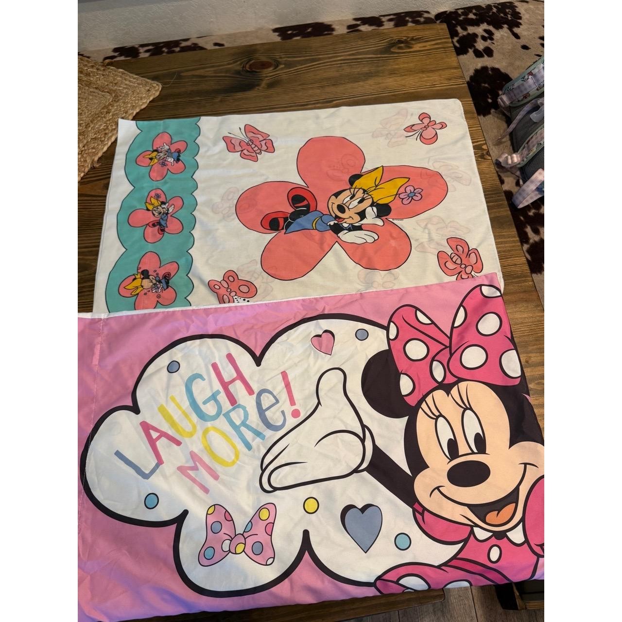 Vintage Disney Minnie Mouse Standard Pillowcase Reversible Flower Kids Girls
