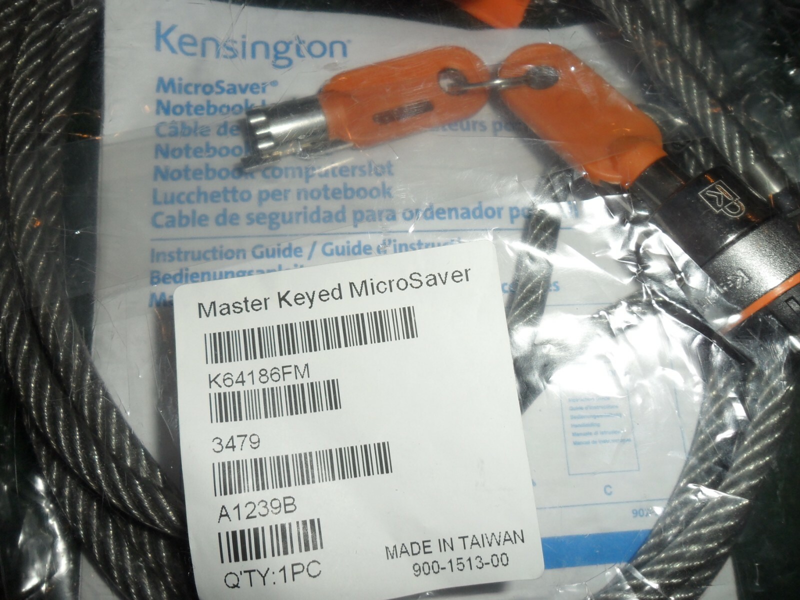 Kensington Microsaver Keyed Notebook Lock - { NEW }  Master Model K64186 FM