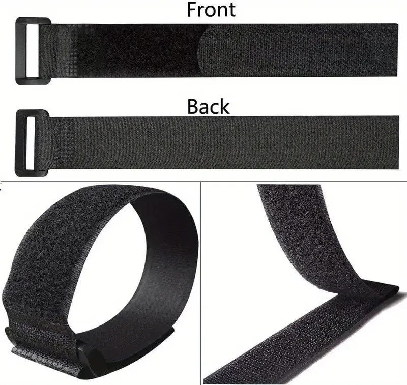 24" BLACK, HOOK & LOOP CABLE TIES NYLON STRAPS - 5 PACKS