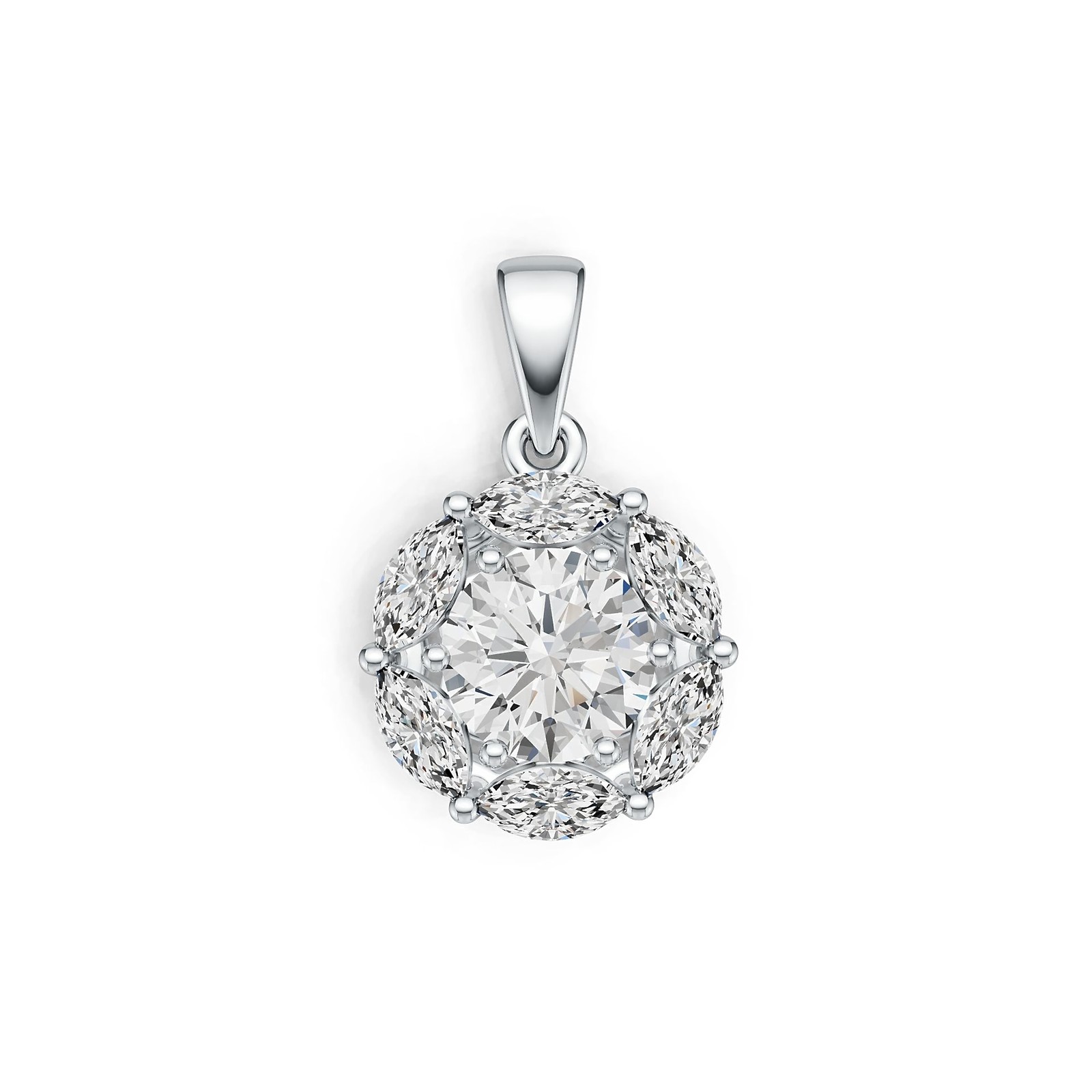 Sterling Silver Semi Mount Pendant Setting Round RD 8X8mm MQ 6X3mm