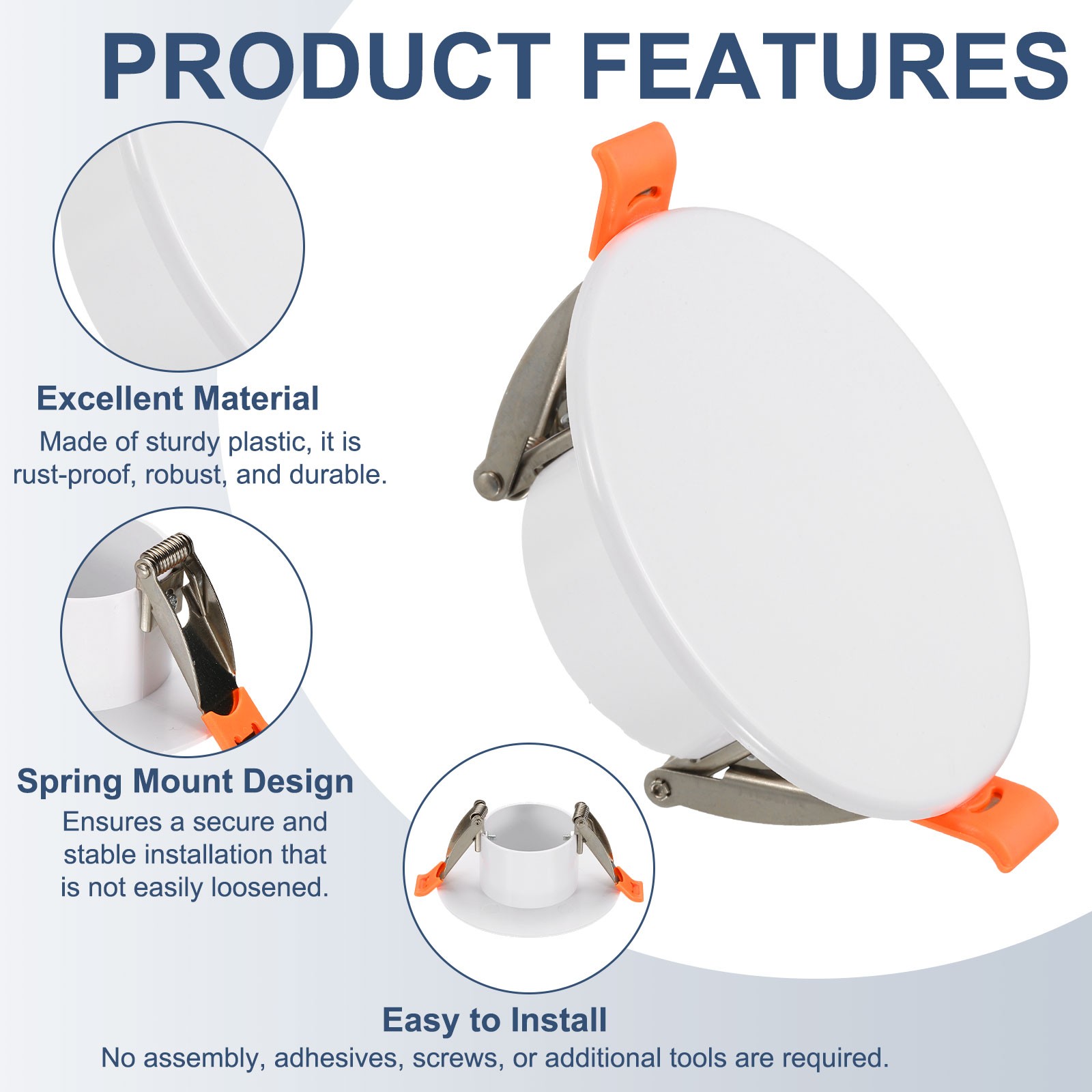 6Pcs 185mm/7.3" Round Ceiling Cover Plate, Cap Access Panel for 4.9-6.9", White