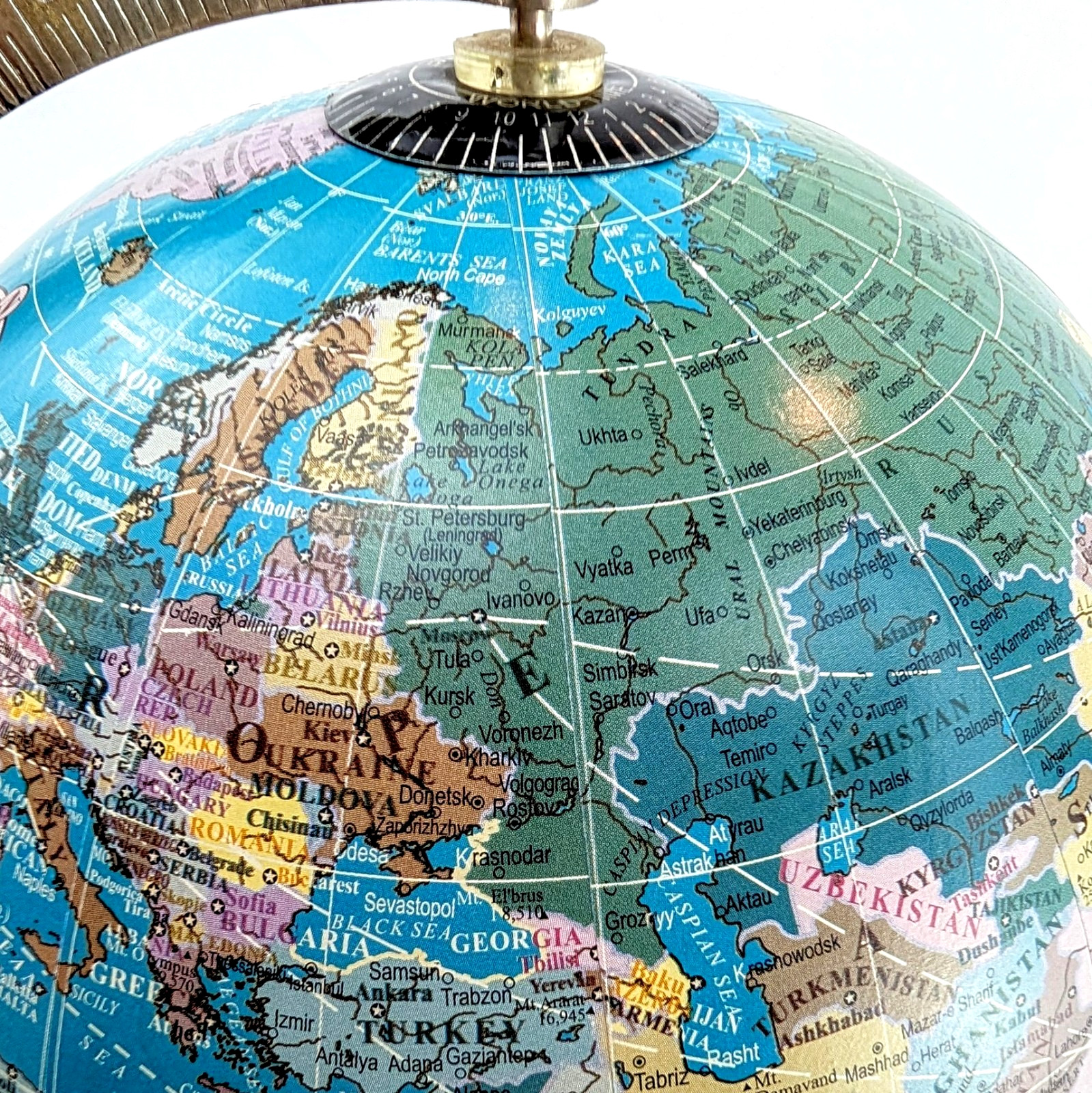 ​Artisan Handmade 10" Chrome World Globe - Modern Desktop Decor - Post-2011