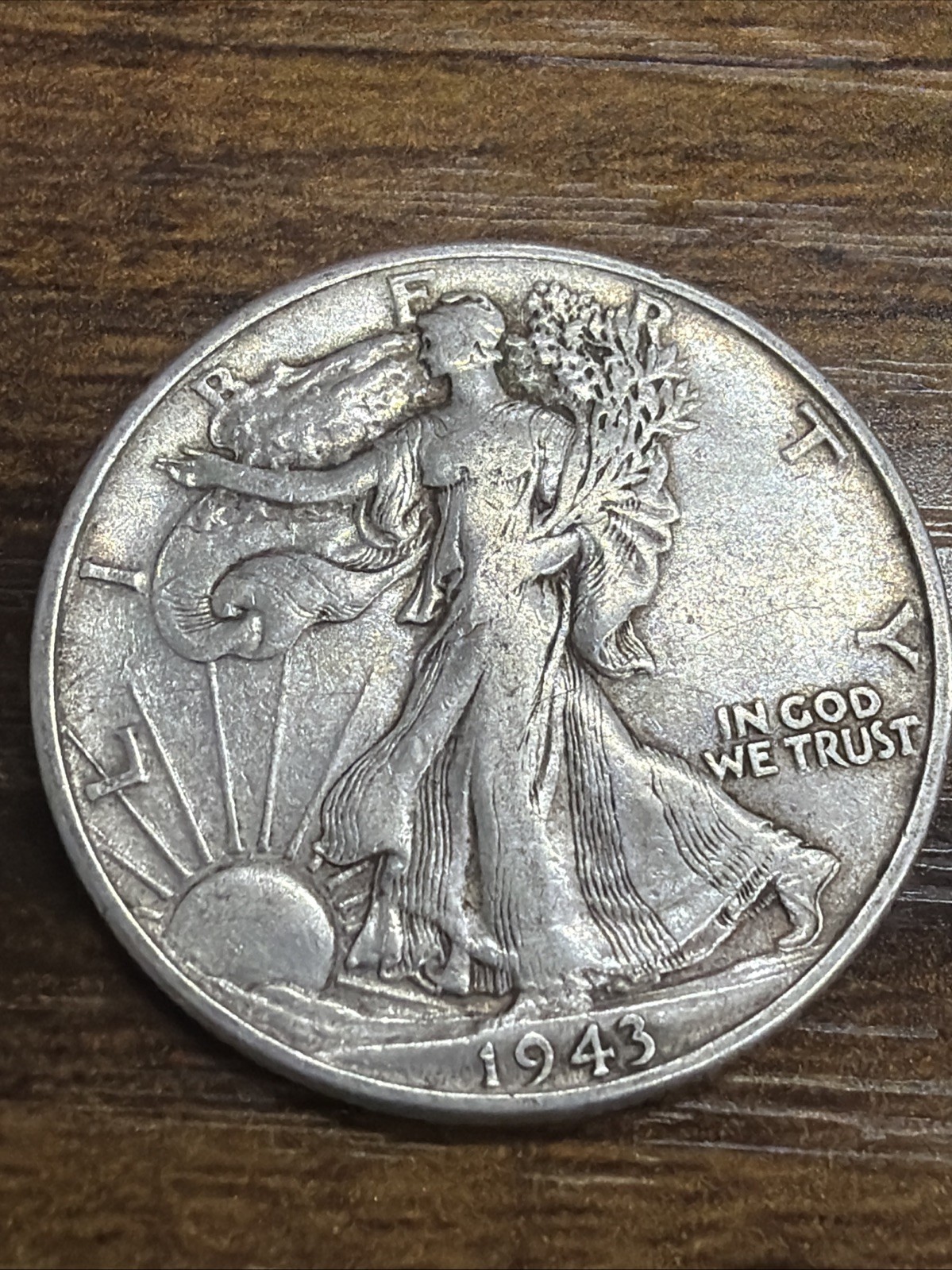1943 Walking Liberty Half Dollar 50c Silver Actual Coin VF For Collection