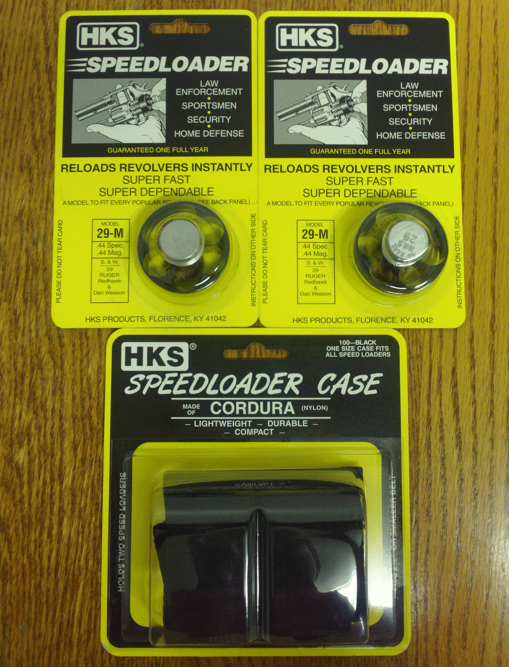 (2 PACK with Pouch) HKS 29-M Speedloaders [6-shot .44 Mag/.44 Spec] + HKS Case