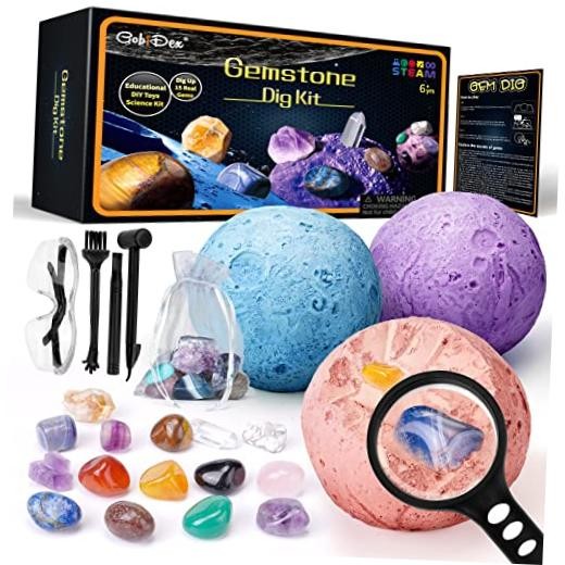 15 Gemstones Dig Kit, Space Science Kit for Kids Ages 6+ | STEM Educational
