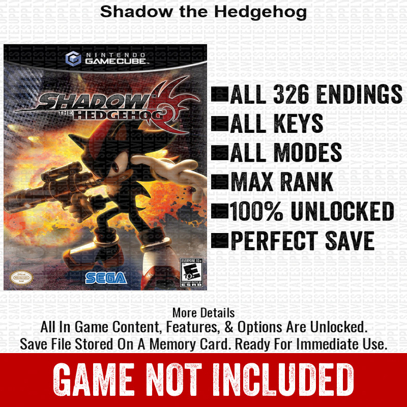 Shadow the Hedgehog 100% Nintendo GameCube Memory Card Save CHEATS