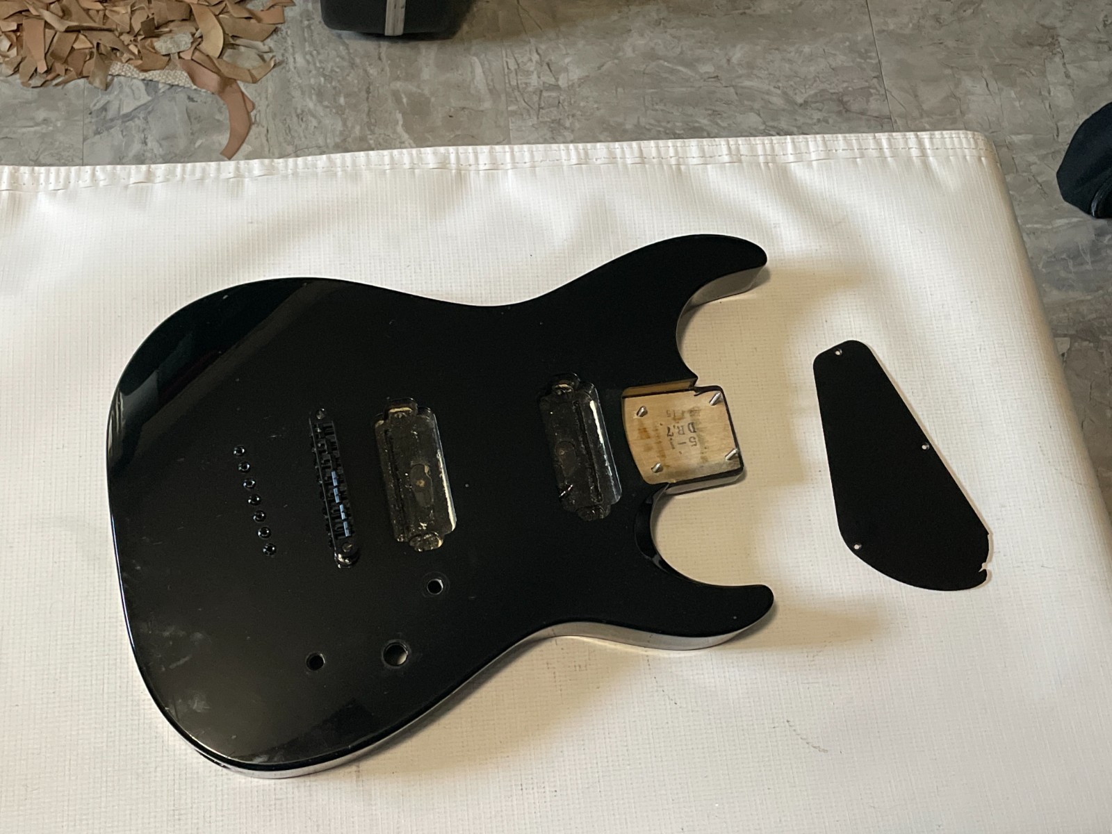 1990's Made in Japan Jackson DR7T Dinky 7 String Black Guitar Body Hardtail