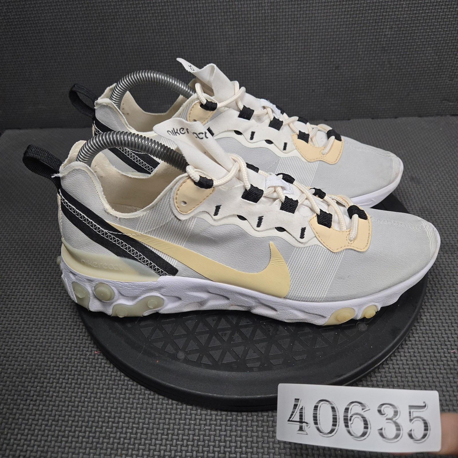 Nike React Element 55 Shoes Mens Sz 8 White Running Low Top Sneakers BQ6166-101