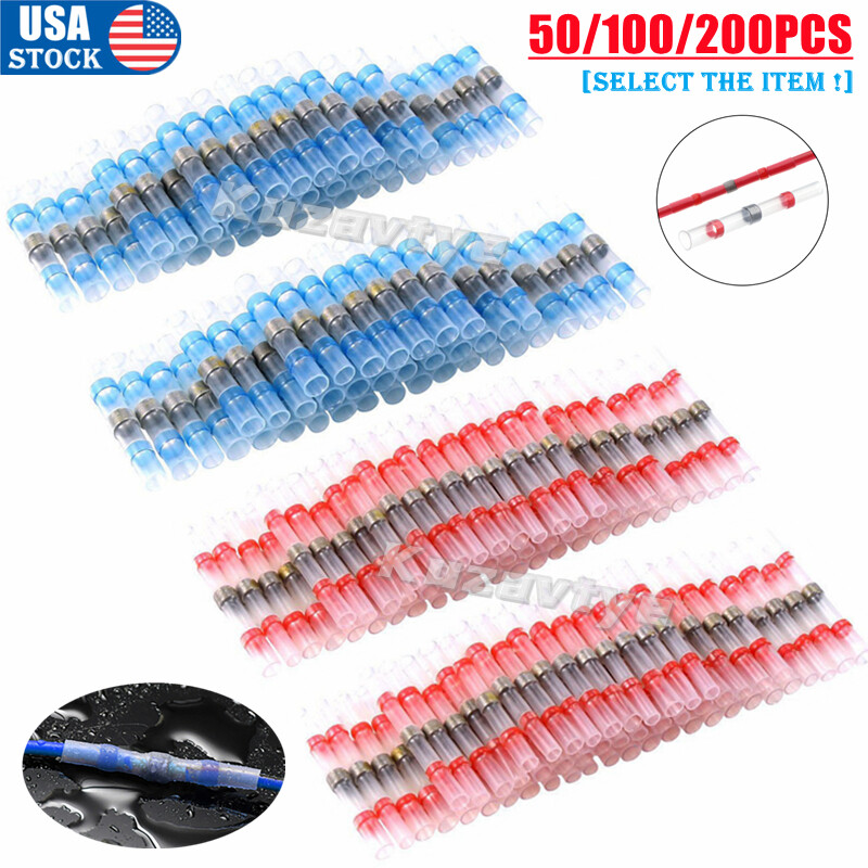 100/1000Pcs Solder Sleeve Heat Shrink Butt Wire Splice Connectors Seal Terminals