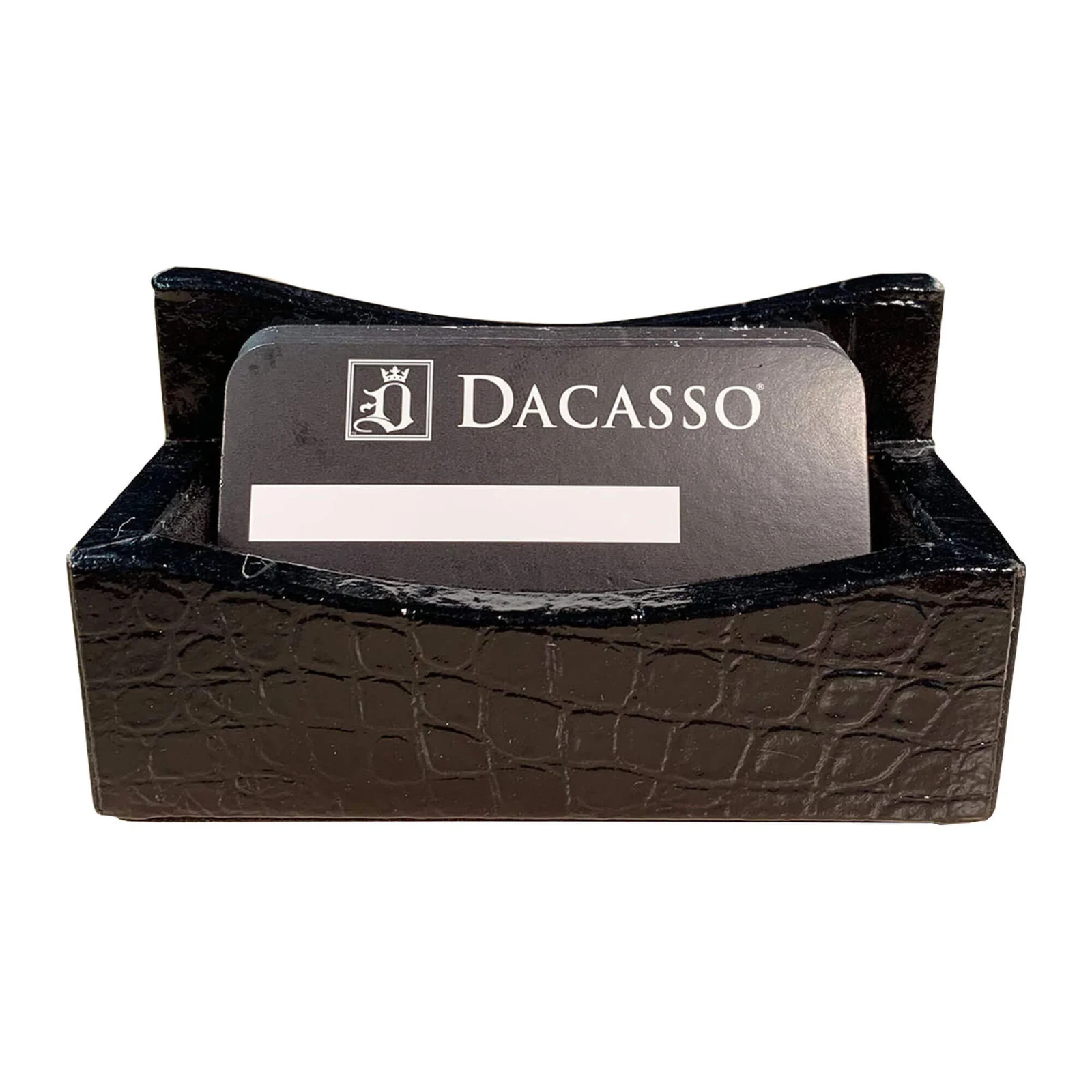 Dacasso Protacini Black Italian Crocodile Leather Business Card Holder NEW