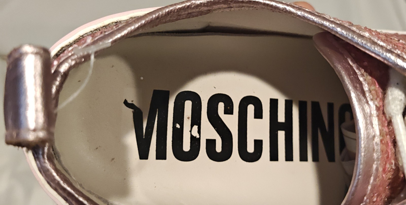 Moschino Couture Logo Pink Glitter Low-Top Sneakers Women's Size 8