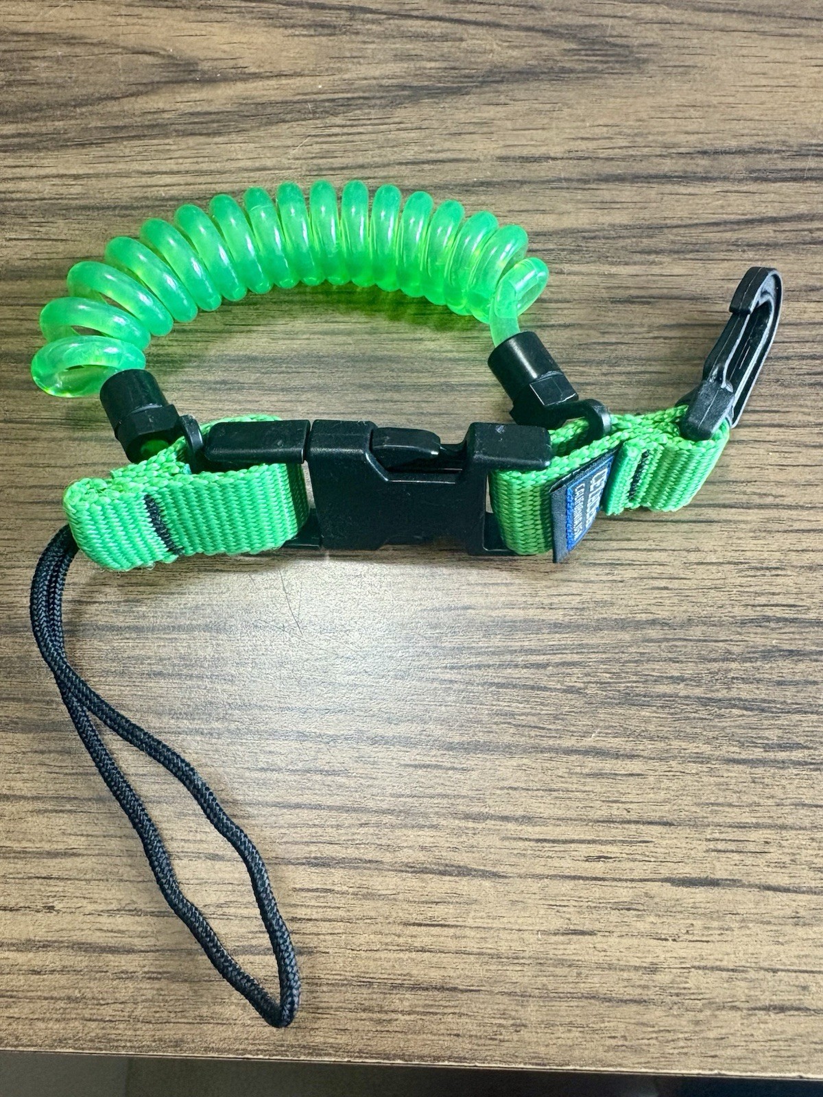 Cetacea Green Coiled Scuba Lanyard with Adjustable Strap and Quick Release