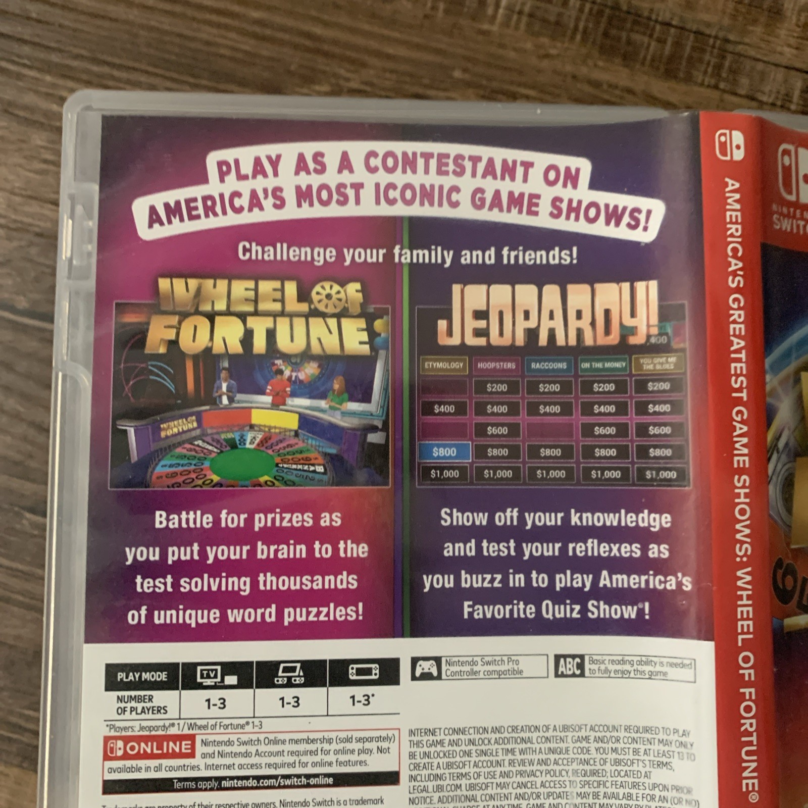 Empty Replacement Case ONLY! Wheel Of Fortune & Jeopardy Nintendo Switch