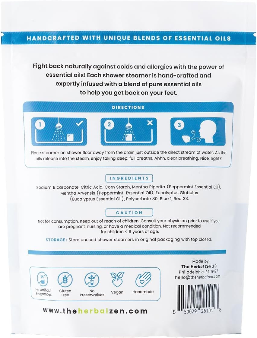 Cold Kicker Shower Steamers Aromatherapy for Relief - USA Made - Peppermint & Eu