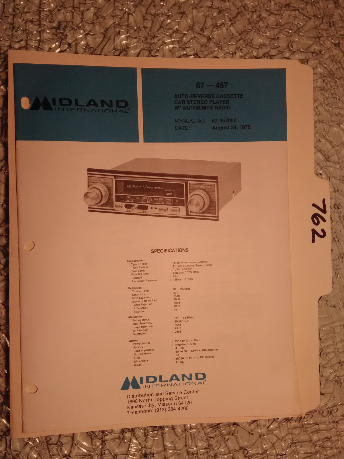Midland 67-457 service manual original repair book mpx car radio tape player