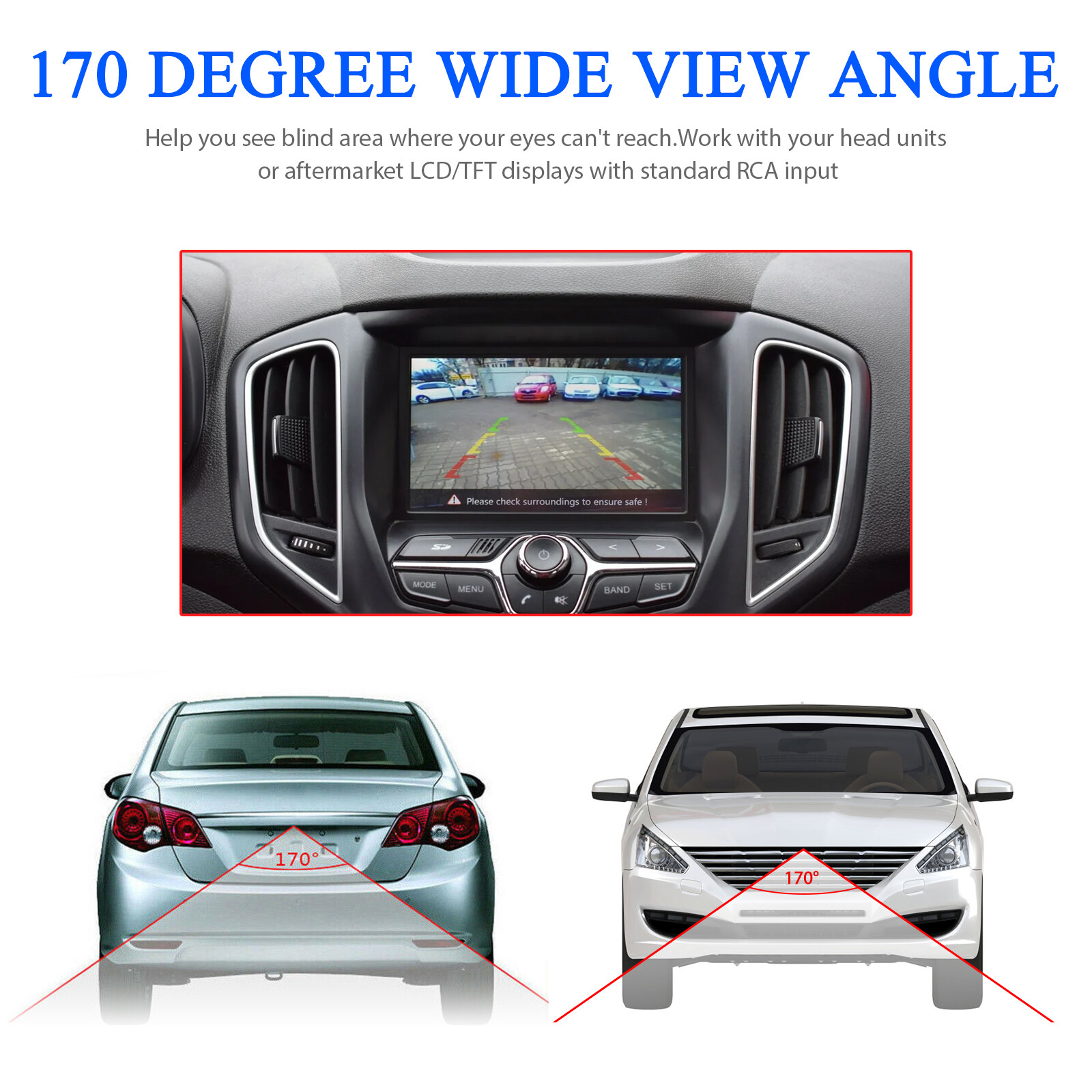 170º CMOS Car Rear/Front/Side View Reverse Backup Parking Cam Camera Waterproof
