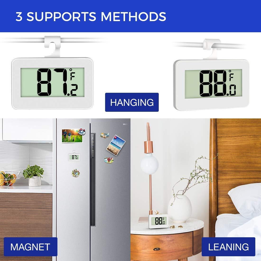 2 Pack Digital Refrigerator Thermometer with Large LCD Display