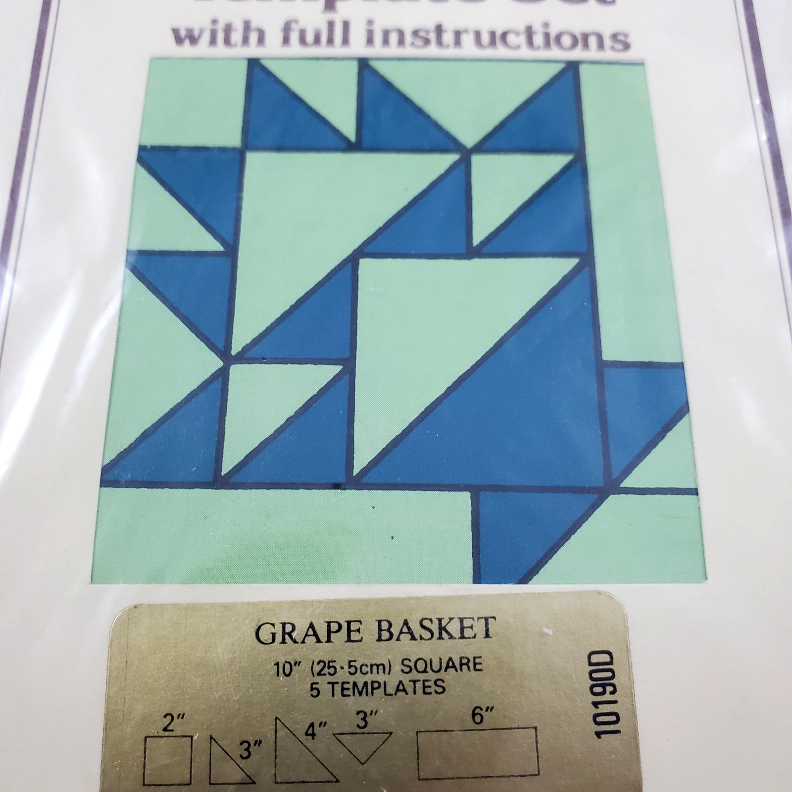 The Quiltery Patchwork Acrylic Template Set Grape Basket England Vintage 5 pcs