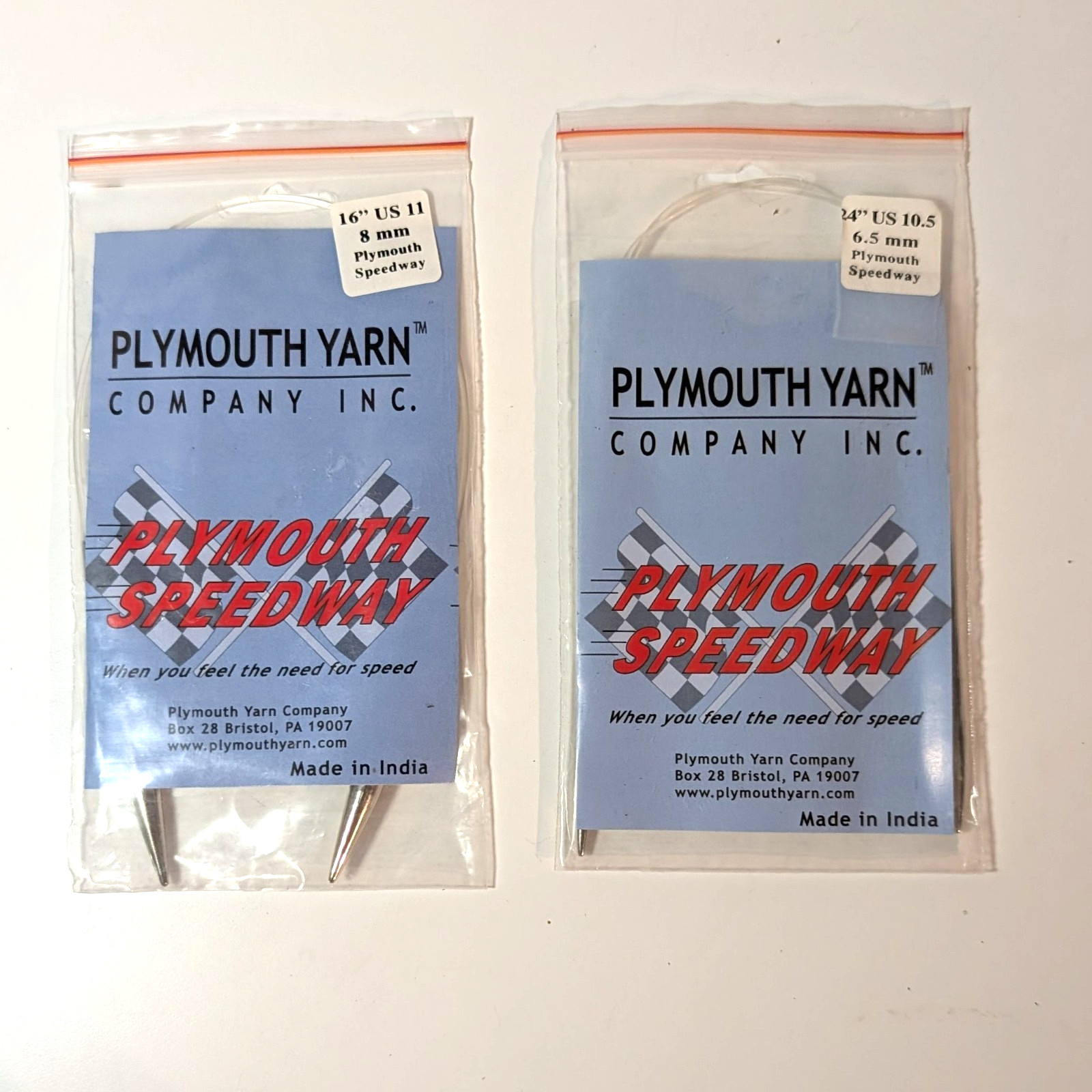 Plymouth Yarn Speedway Knitting Needle Size 10.5 (6.5mm) and 11 (8mm) Set of 2