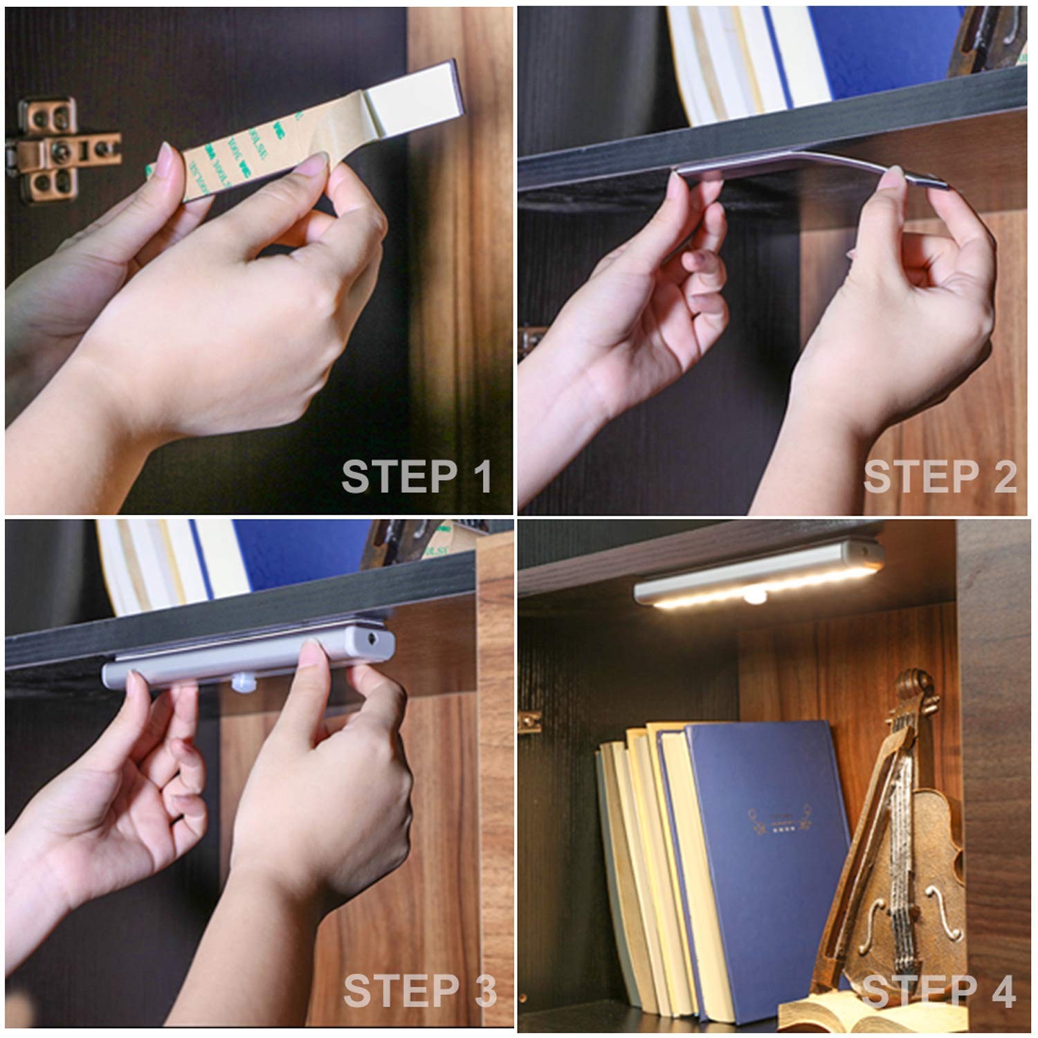 Under Cabinet Lights Wireless with Remote Control Dimmable Battery Operated LED