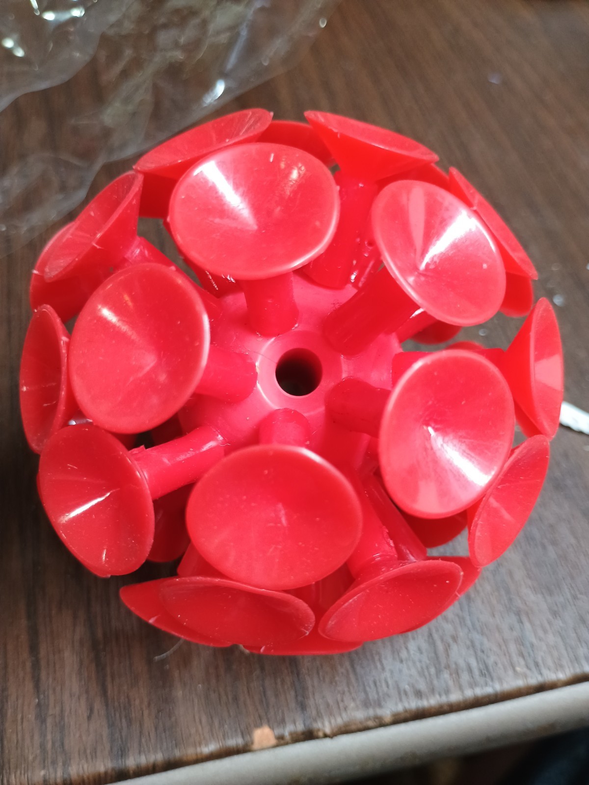 Red Suction Cup ball for disc golf retriever