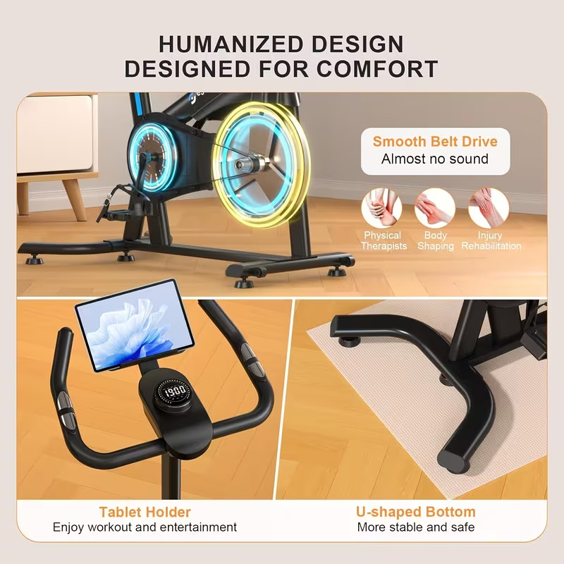 for home Exercise Bikes, Adjustable Magnetic Resistance, Silent Belt Drive, Upgr