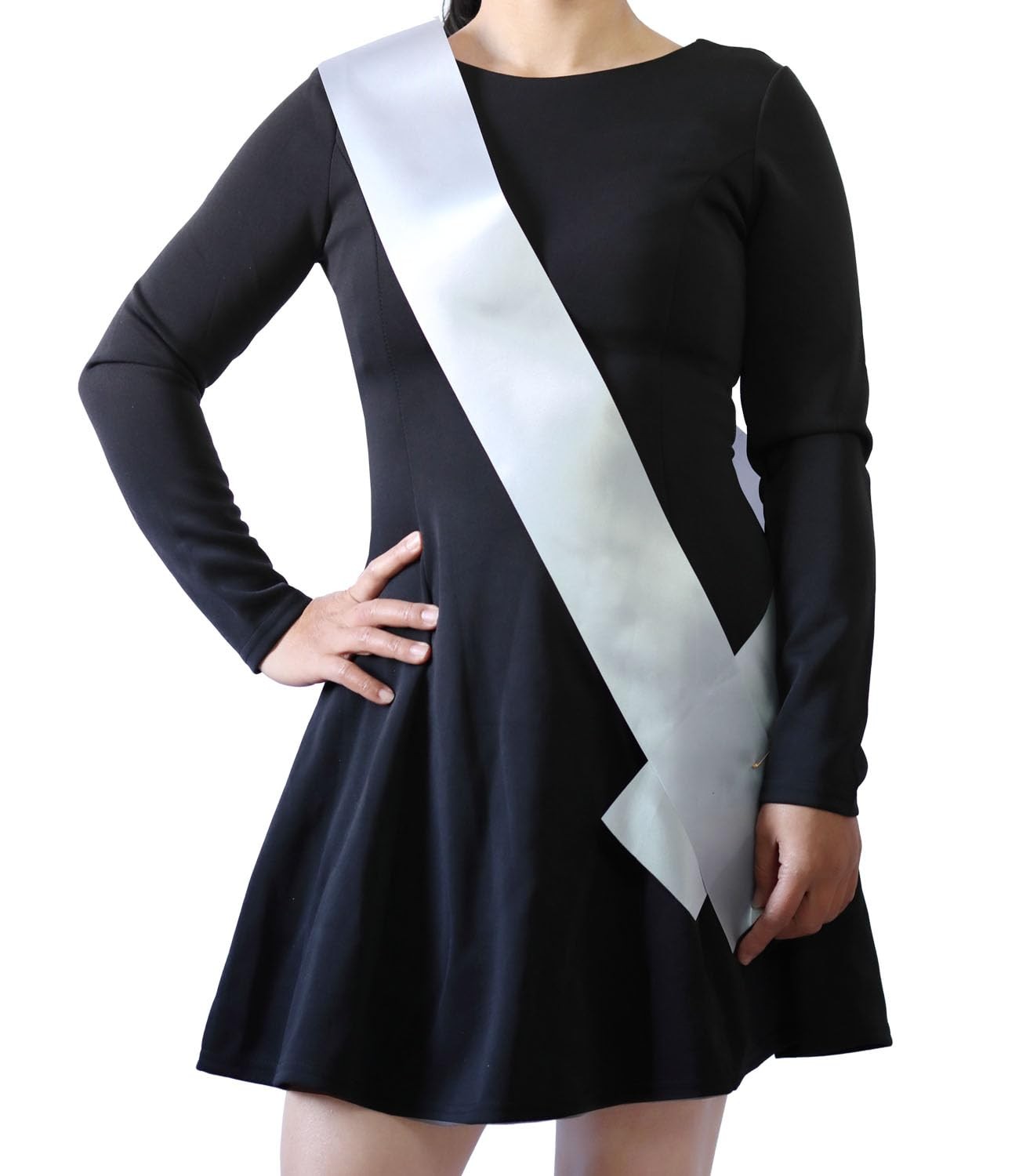 24 PCS Silver Blank Plain Satin Sash Sashes For Pageants DIY Party Decor