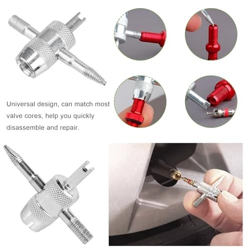 4-Way Valve Core Tool Tire Valve Tools, 4-in-1 Automobile Tire Valve Stem Core