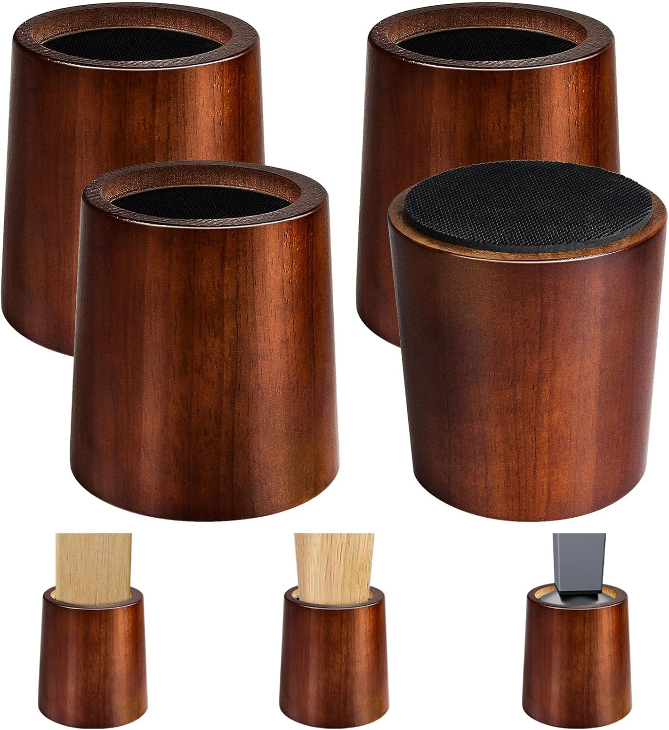 Furniture Raisers Bed Risers - 4 Inch Wooden Circle Heavy Duty Furniture Height