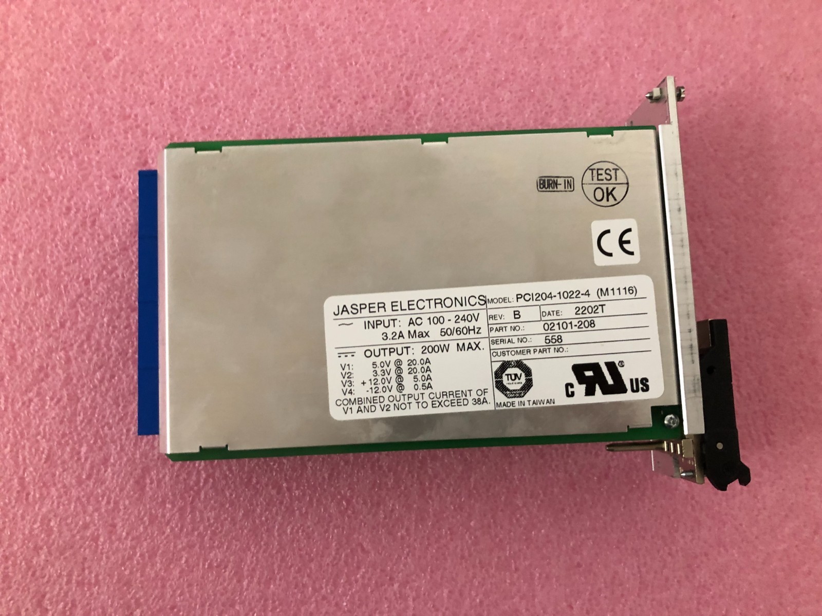 Jasper Electronics 02101-208 Power Supply Module PCI204-1022-4