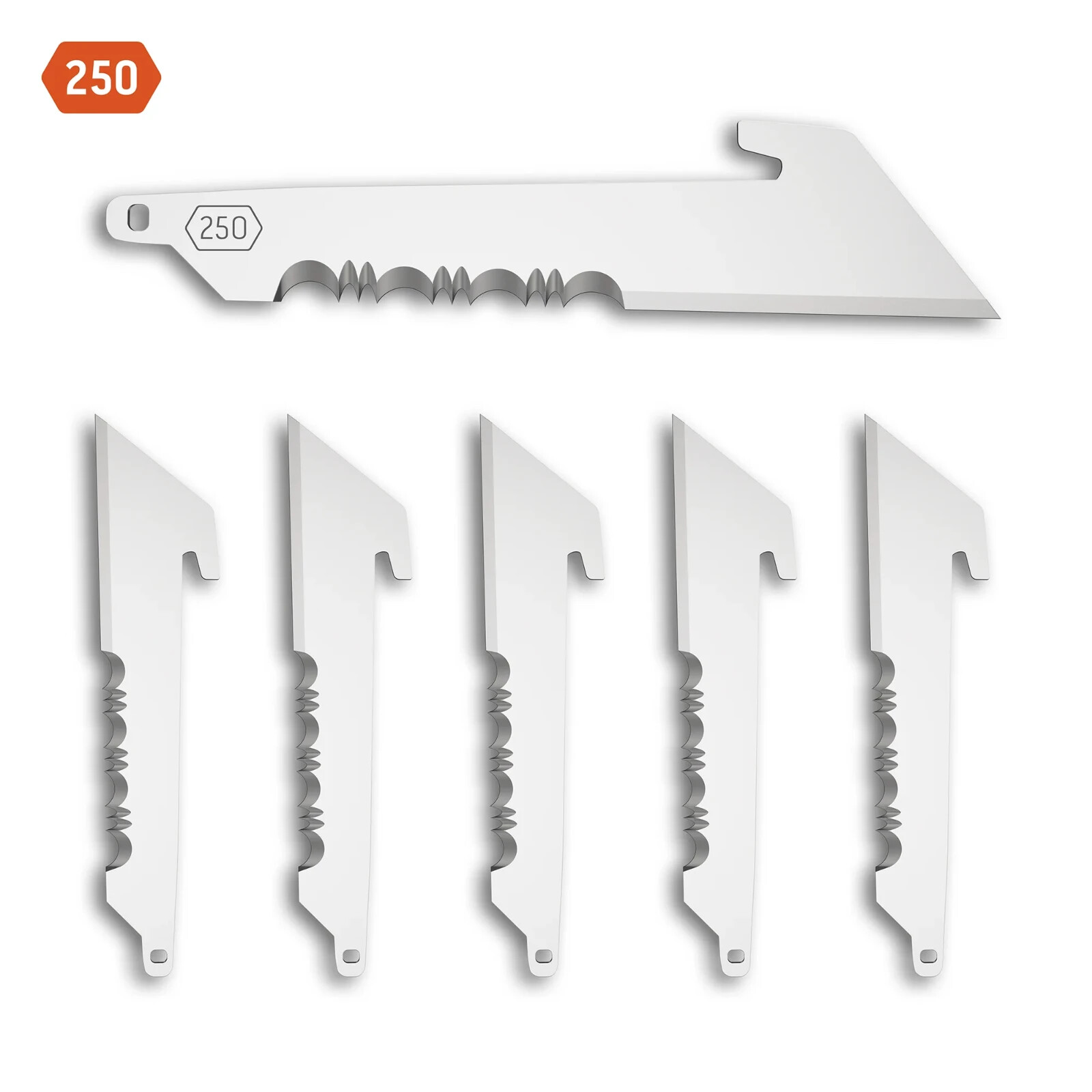 6 Outdoor Edge 2.5" Serrated Utility Replacement Blades for 2.5" Razor Lite EDC