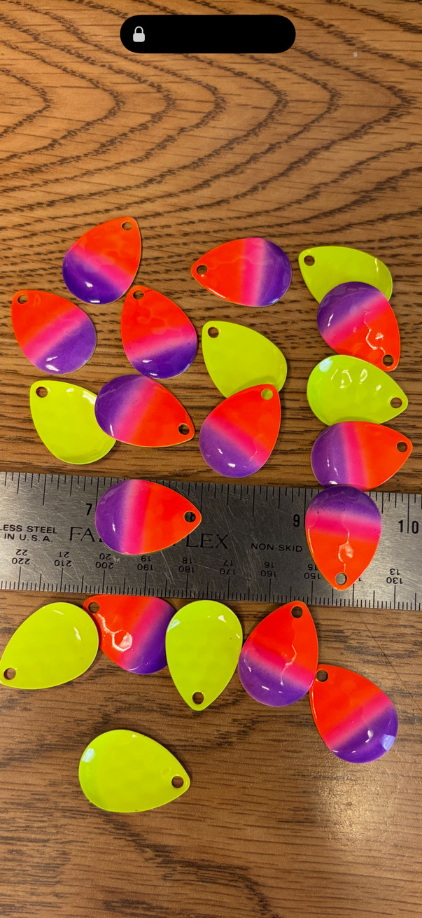 20 each Size 3 Deep Cup Colorado Blades, Orange Pink Purple