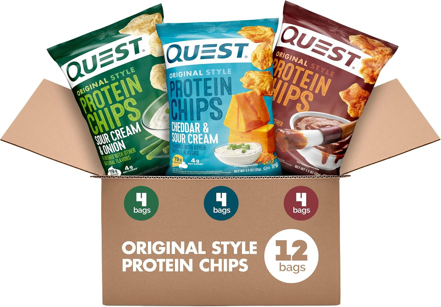 Nutrition Protein Chips Variety Pack, BBQ, Cheddar & Sour Cream, Sour Cream & On