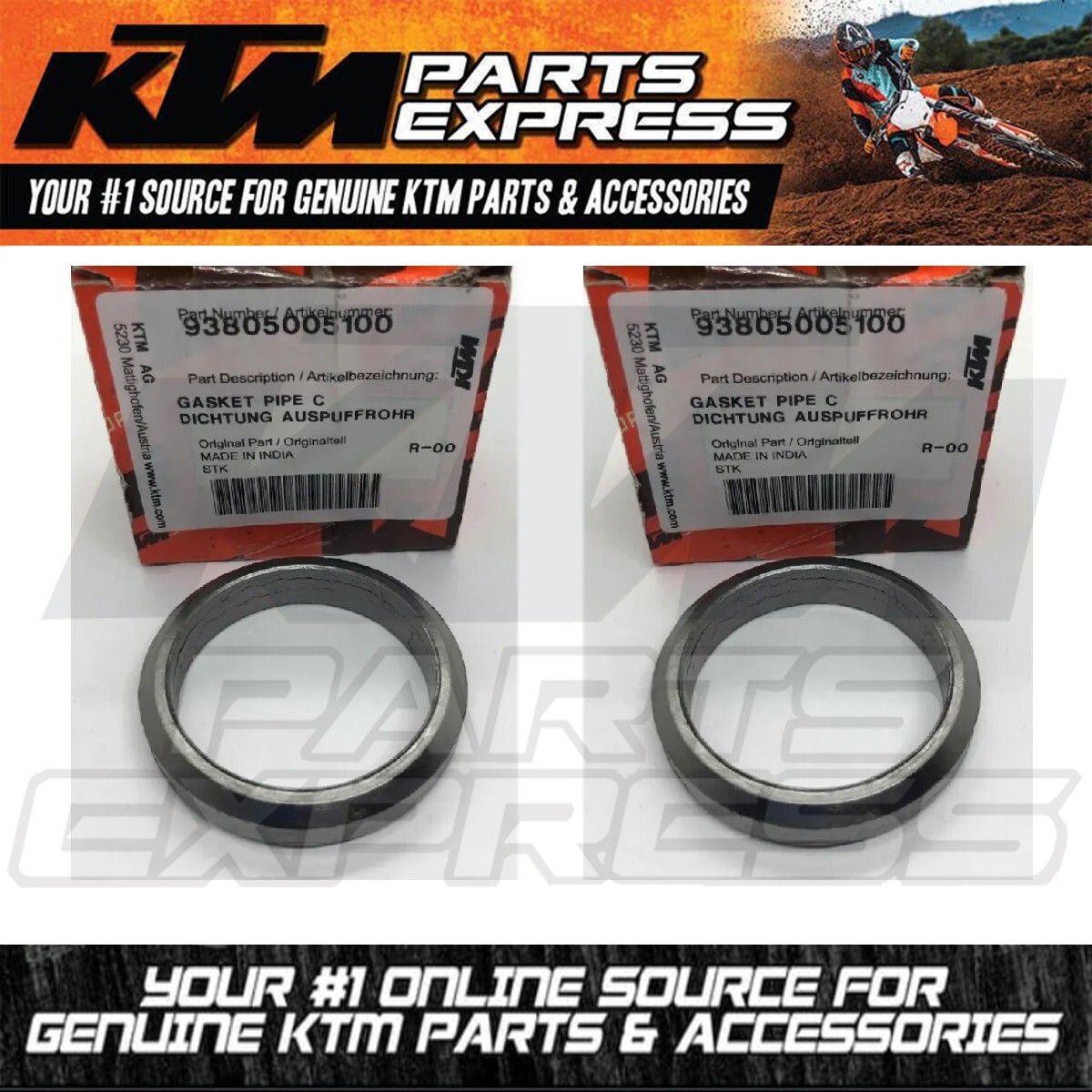 NEW OEM KTM EXHAUST PIPE GASKETS 390 RC / R DUKE 2017-2021 2 PACK 93805005100