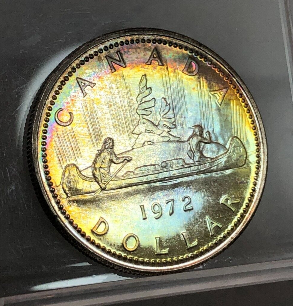 1972 Canada $1 SPECIMEN 50% Silver Coin ~ Voyageur ~ Pretty Toning #4