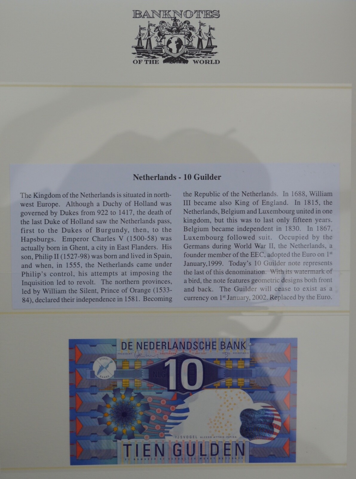 Netherland 1997 10 Gulden Banknote Uncirculated