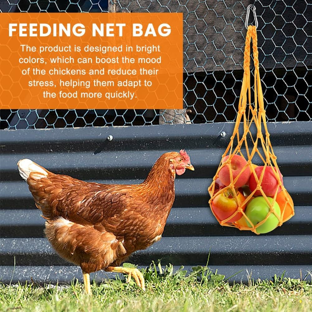 4PCS Chicken Vegetable Hanging Feeder String Bag & 2PCS 30" Adjustable