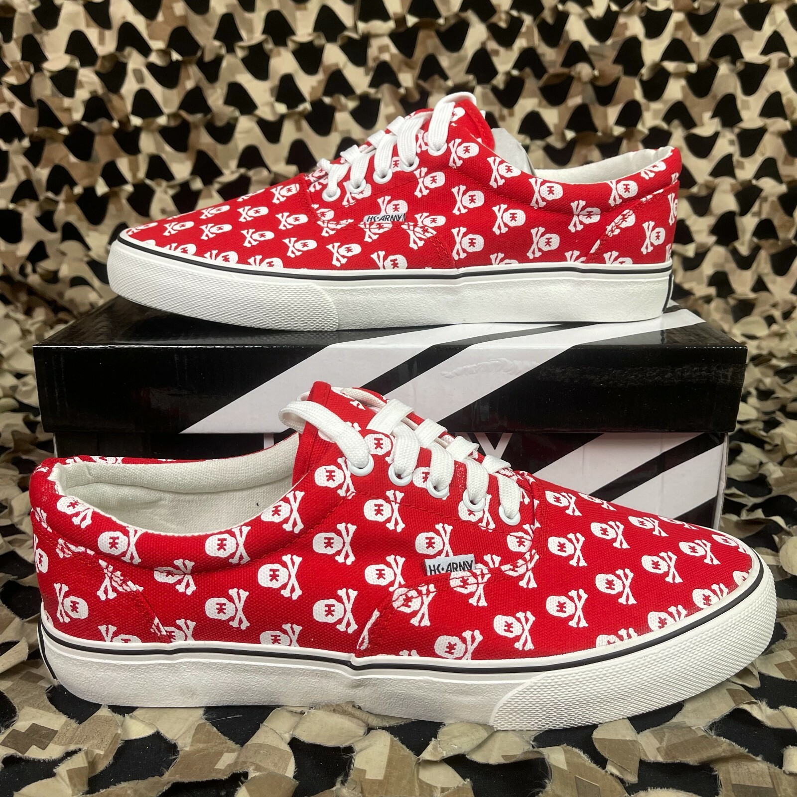 NEW HK Army Canvas Sneakers - HK Skull Red - 8
