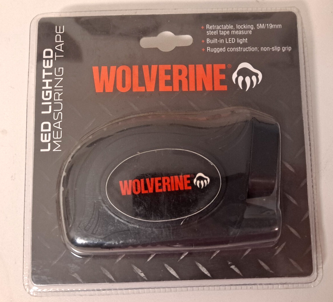 Wolverine LED Lighted Measuring Tape 1" x 16.4' Steel with belt clip