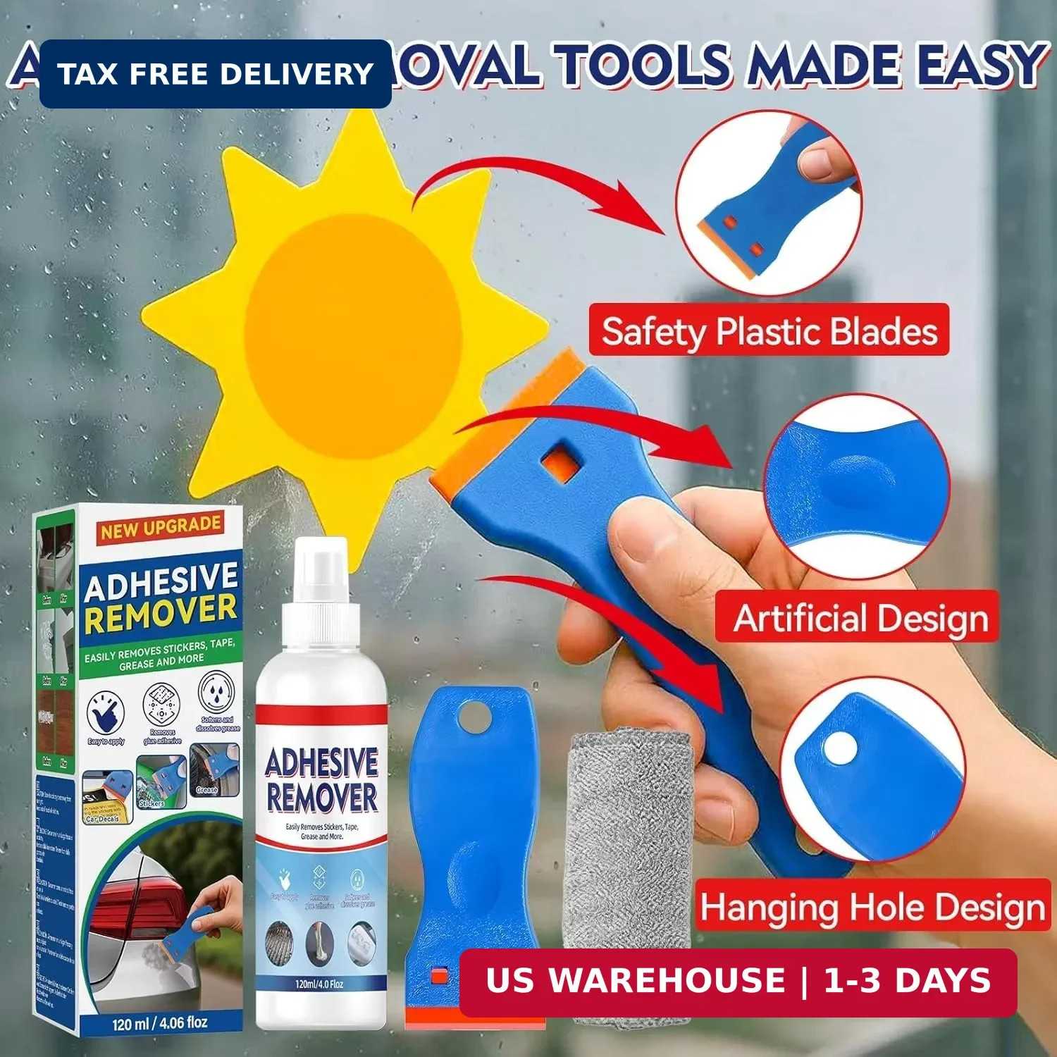 Adhesive Remover Spray, Sticker Remover Cleaning Multi-Surface Residue, Glue Rem